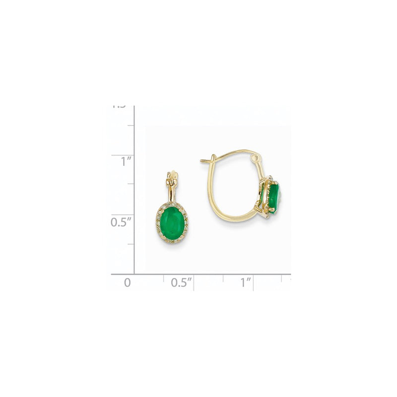 14k Yellow Gold 1/5ct Real Diamond & Emerald Hinged Hoop Earrings