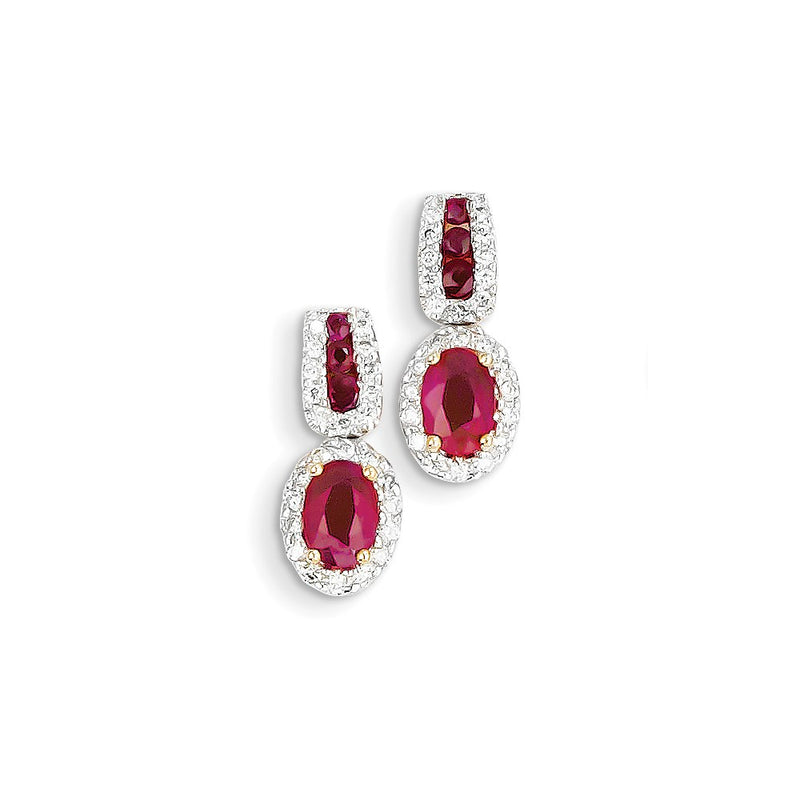 14k Yellow Gold AA Real Diamond & Ruby Earrings