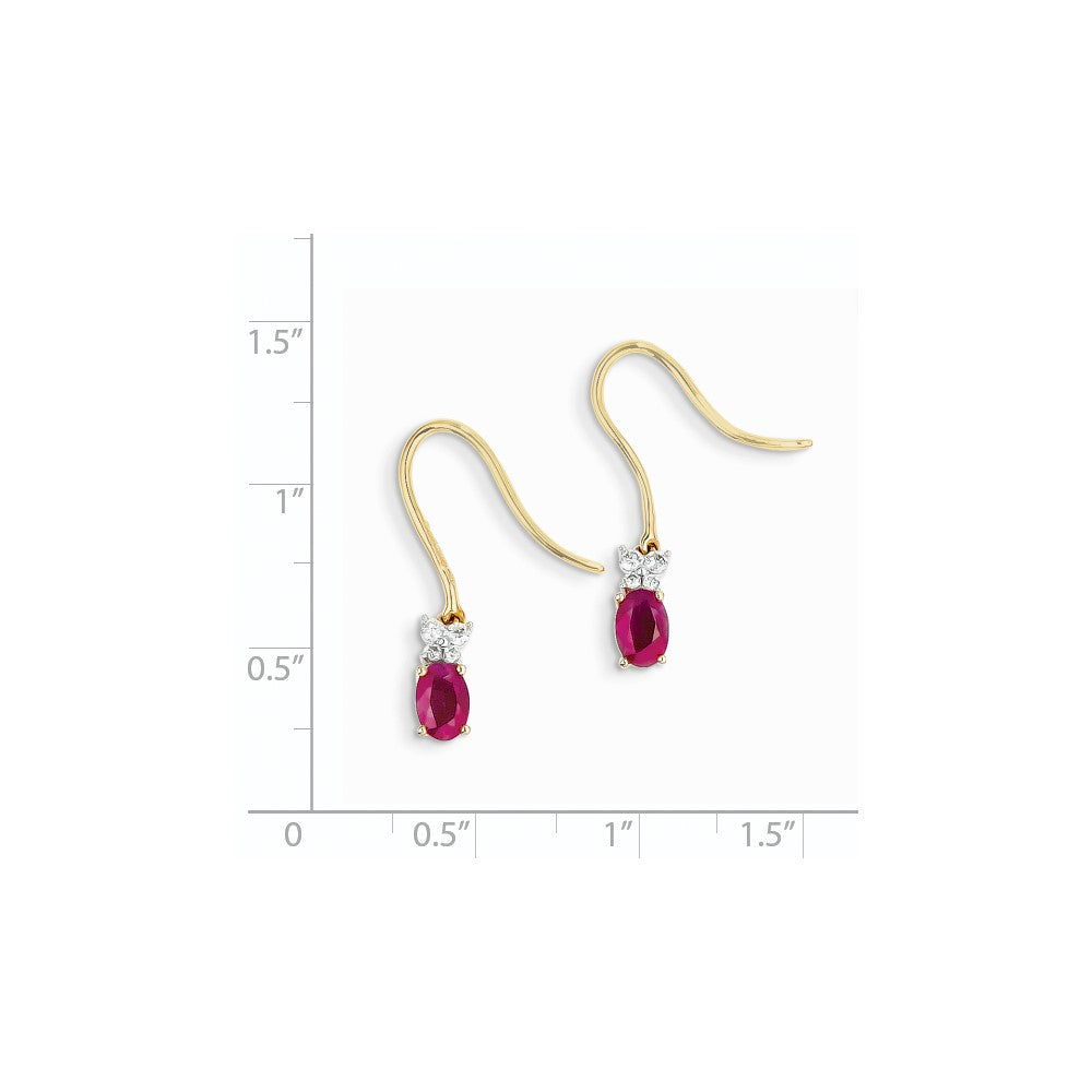 14k Yellow Gold Two Tone Real Diamond & Ruby Earrings