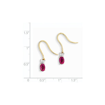 14k Yellow Gold Two Tone Real Diamond & Ruby Earrings