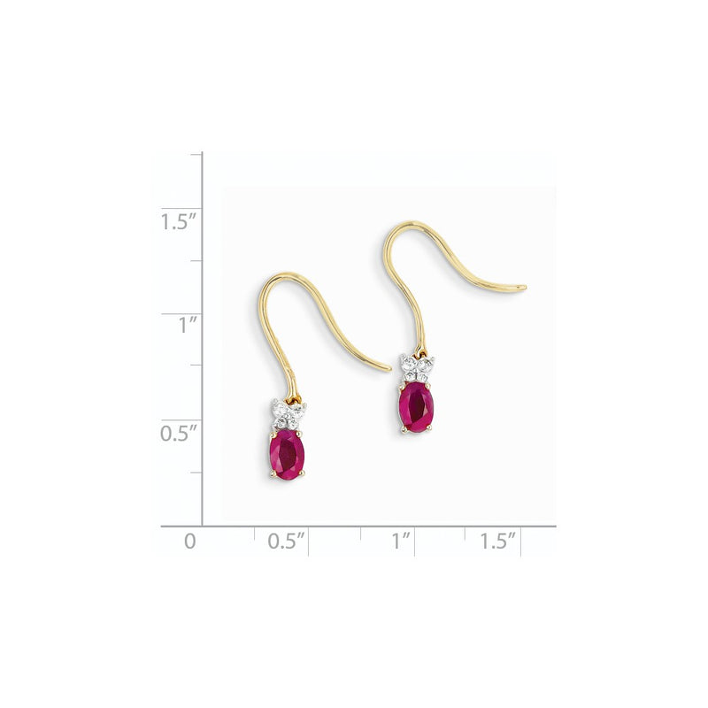14k Yellow Gold Two Tone Real Diamond & Ruby Earrings