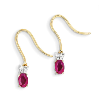 14k Yellow Gold Two Tone Real Diamond & Ruby Earrings