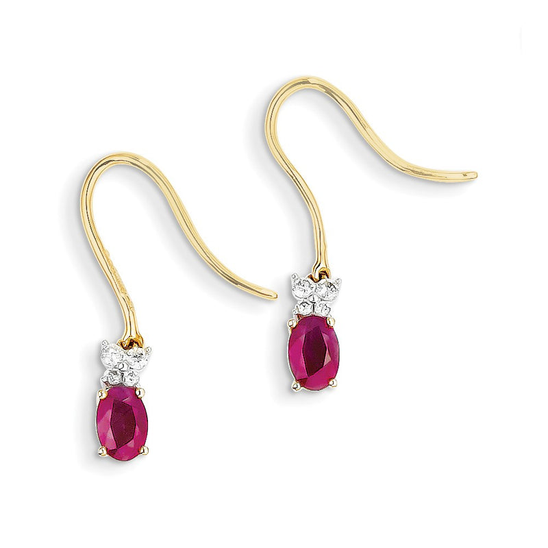 14k Yellow Gold Two Tone Real Diamond & Ruby Earrings