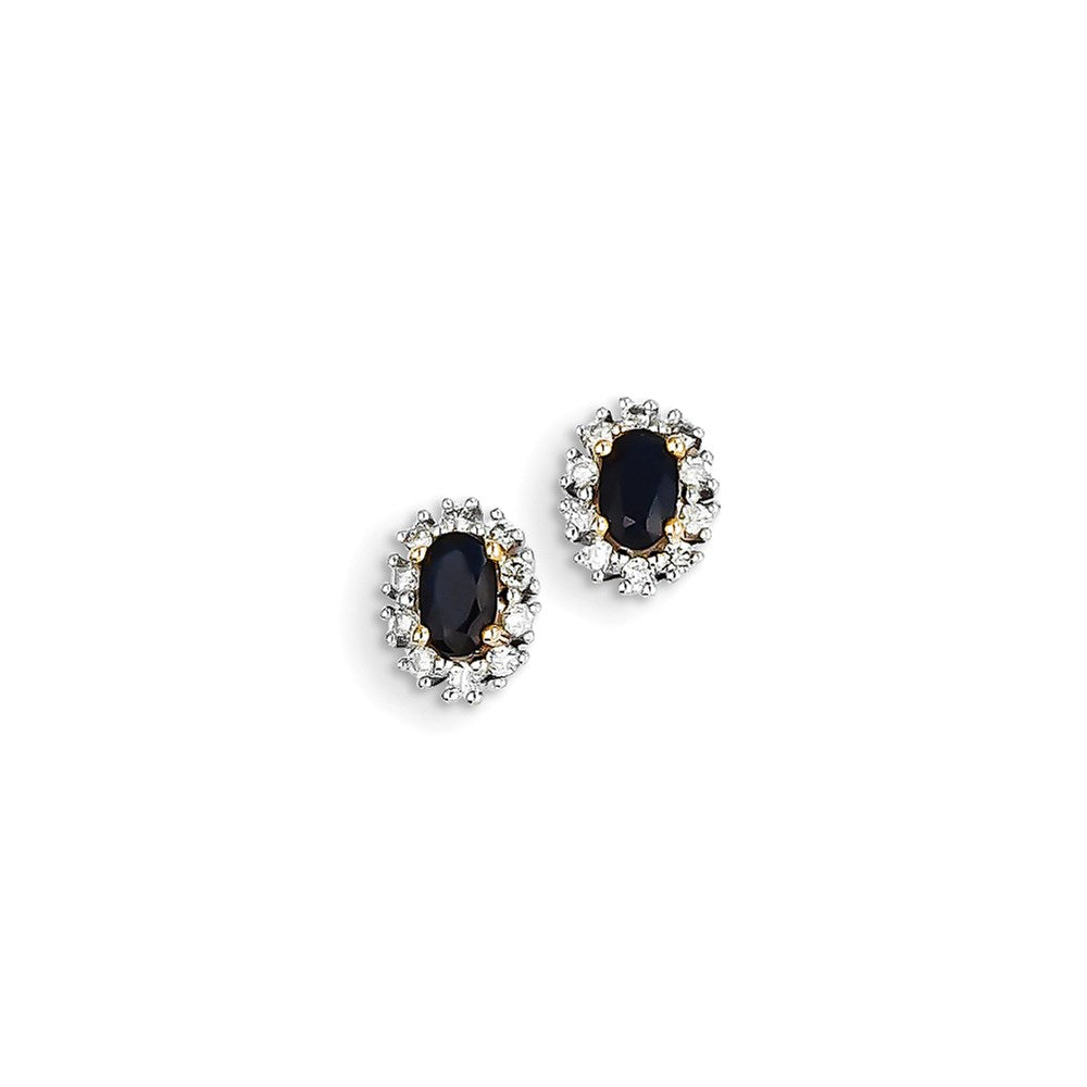 14k Yellow Gold Real Diamond & Sapphire Earrings