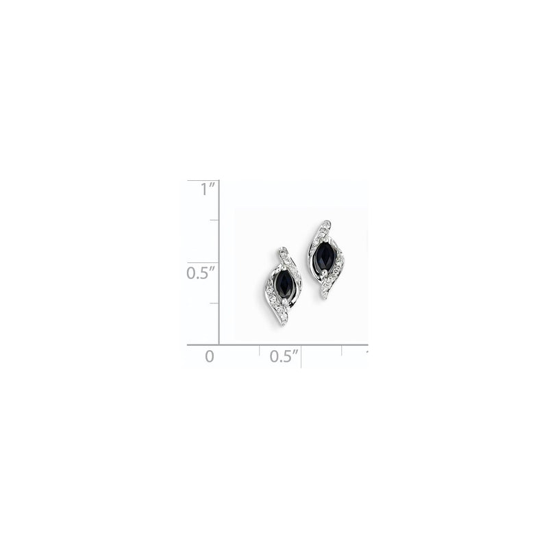 14K White Gold Real Diamond & Sapphire Post Earrings