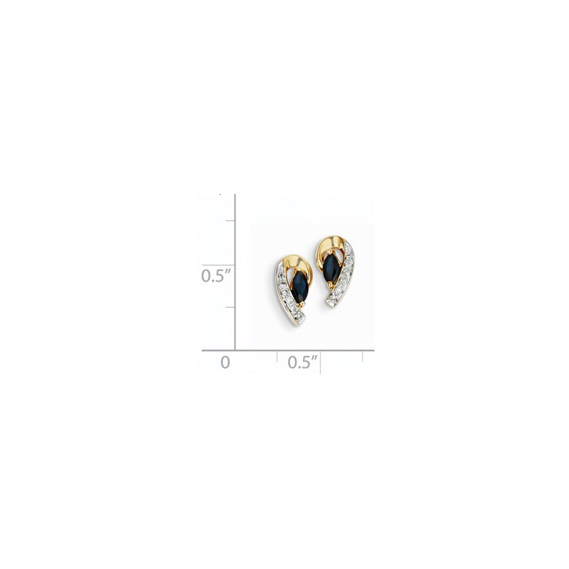 14k Yellow Gold Real Diamond & Sapphire Earrings