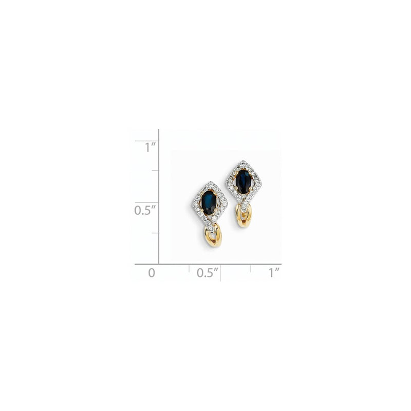 14k Yellow Gold Real Diamond & Sapphire Earrings