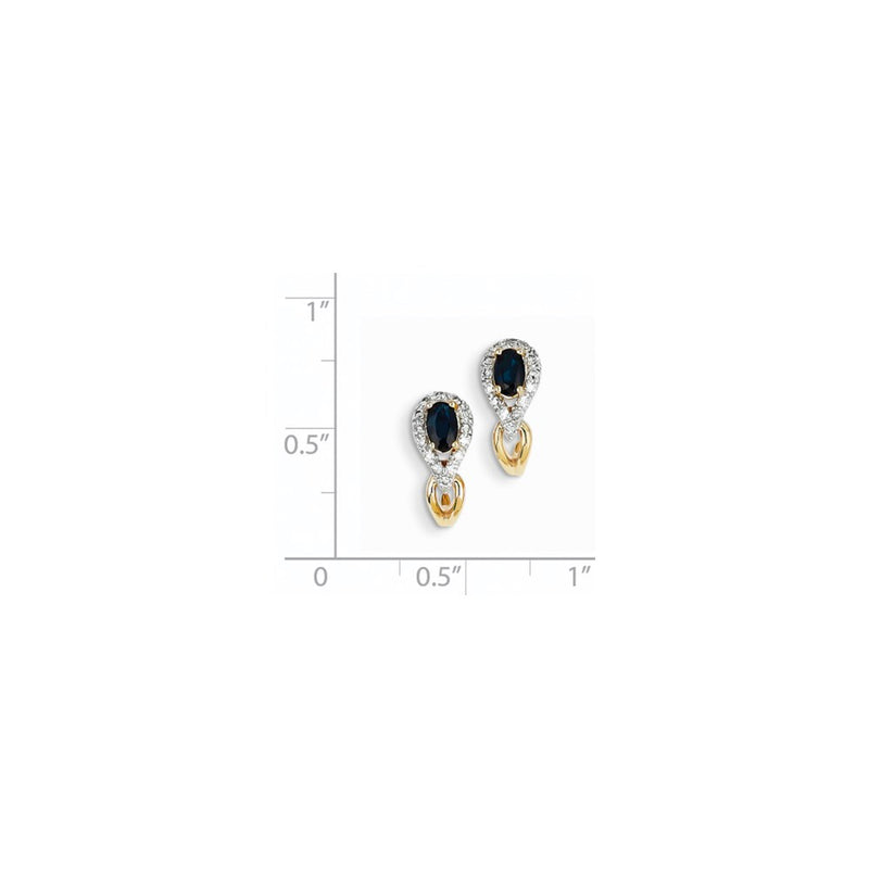 14k Yellow Gold Real Diamond & Sapphire Earrings