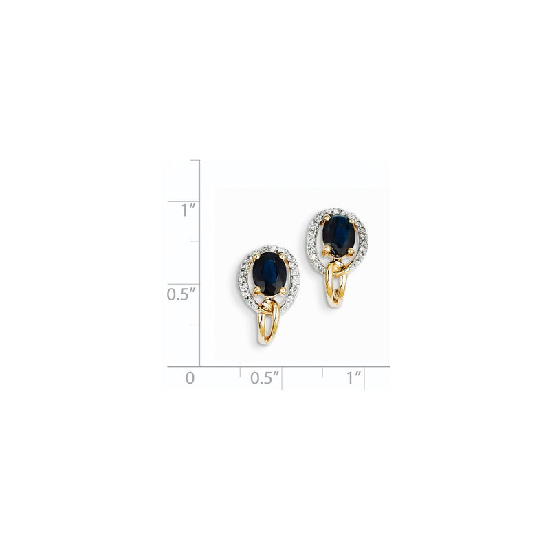 14k Yellow Gold Real Diamond & Sapphire Earrings