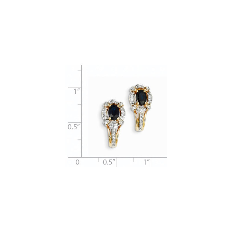 14k Yellow Gold Real Diamond & Sapphire Earrings