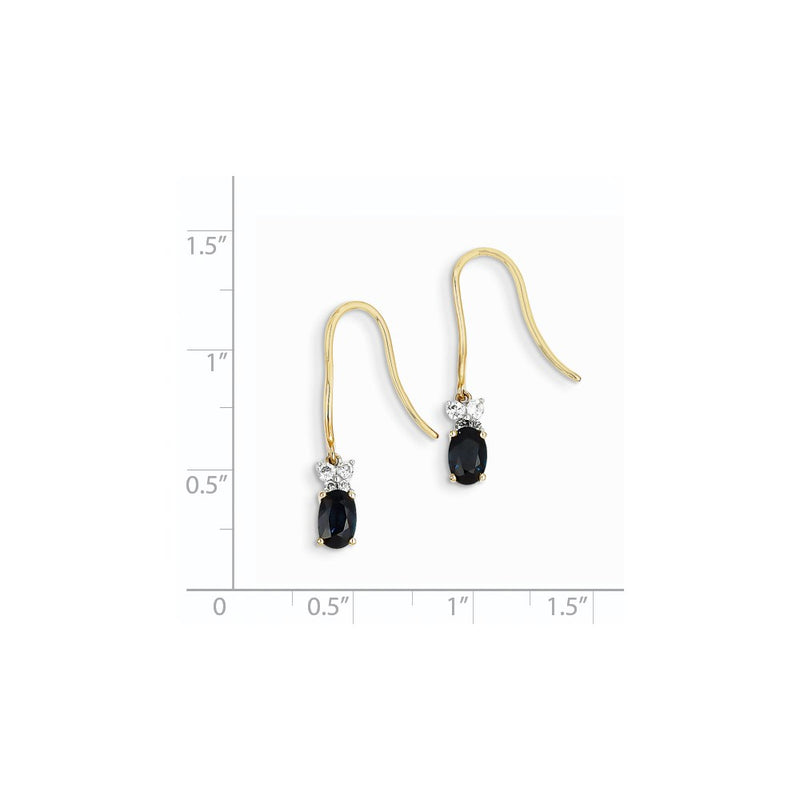 14k Yellow Gold Two Tone Real Diamond & Sapphire Earrings