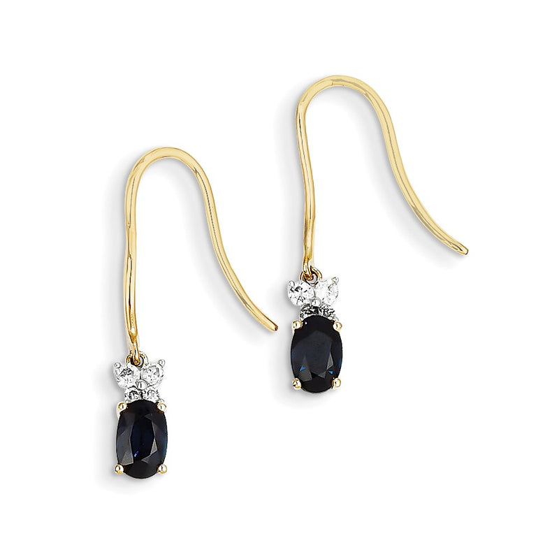 14k Yellow Gold Two Tone Real Diamond & Sapphire Earrings