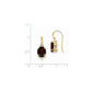 14k Yellow Gold Real Diamond and Garnet Oval Dangle Earrings