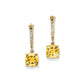 14k Yellow Gold Real Diamond & Citrine Dangle Hinged Hoop Earrings