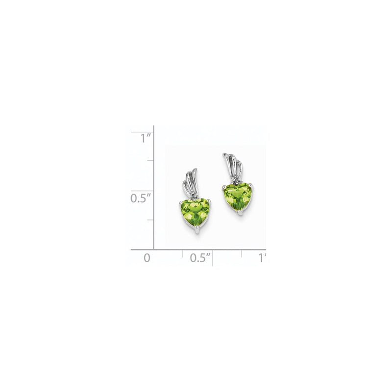14K White Gold Real Diamond and Peridot Heart Post Earrings