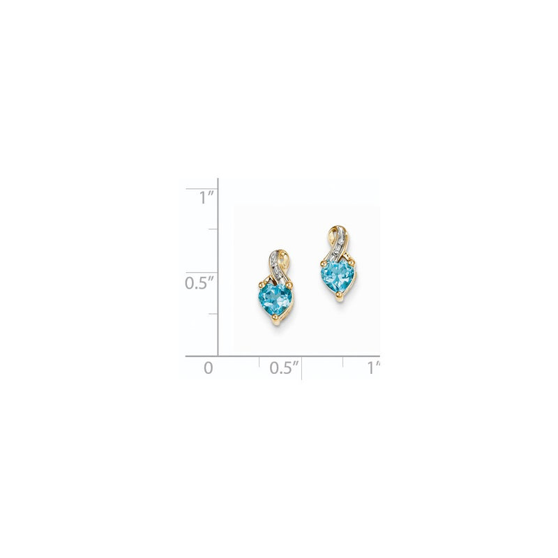 14k Yellow Gold Real Diamond & Light Swiss Blue Topaz Post Earrings