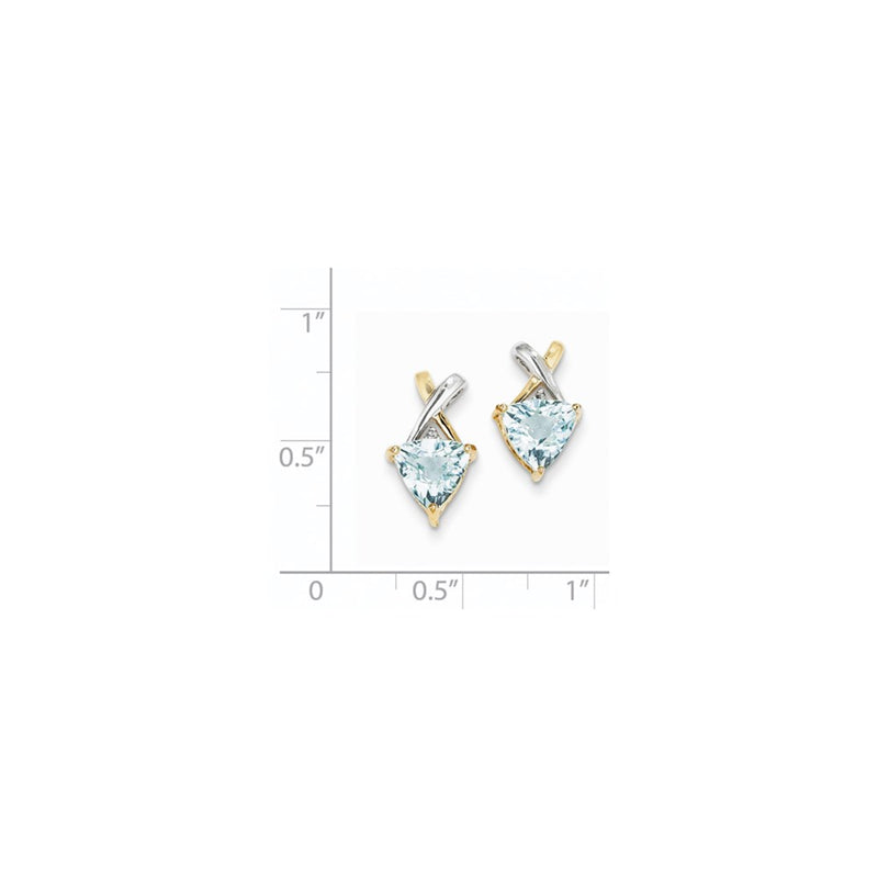 14k Yellow Gold & Rhodium Blue Topaz and White Topaz Trillion Post Earrings