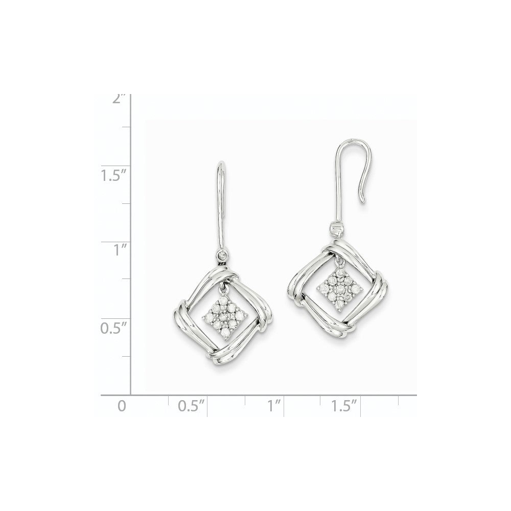 14k White Gold Real Diamond Frenchwire Earrings