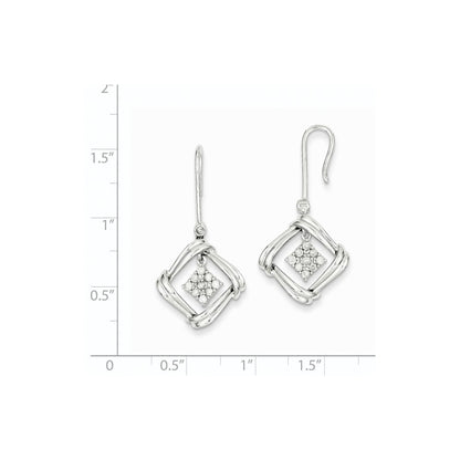 14k White Gold Real Diamond Frenchwire Earrings