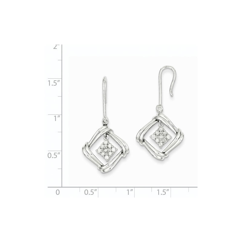 14k White Gold Real Diamond Frenchwire Earrings