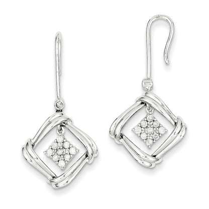 14k White Gold Real Diamond Frenchwire Earrings