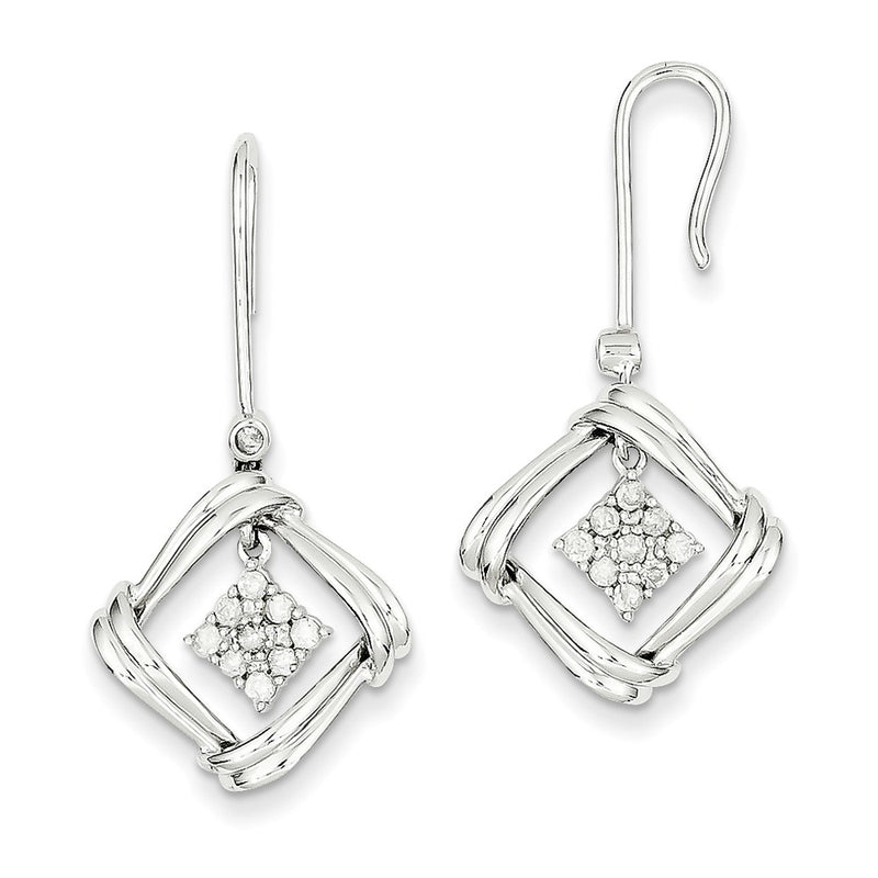 14k White Gold Real Diamond Frenchwire Earrings