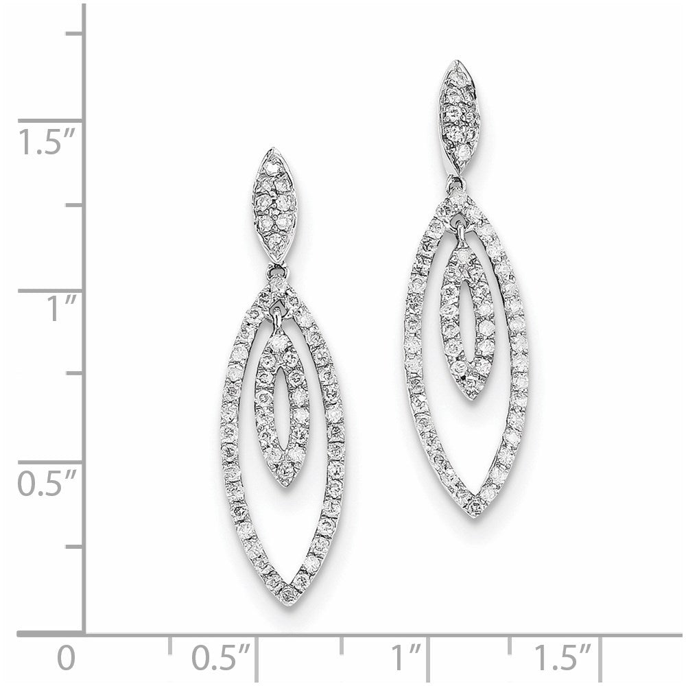 14k White Gold Real Diamond Post Earrings
