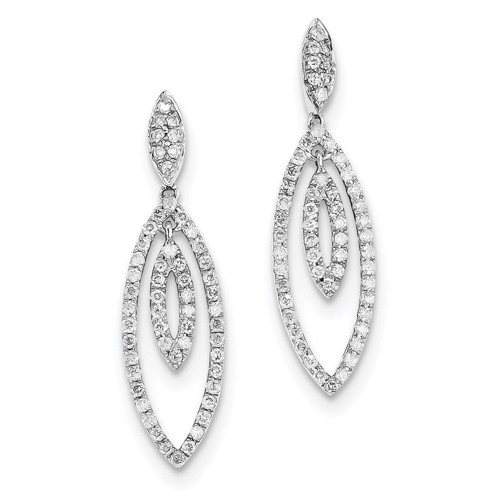 14k White Gold Real Diamond Post Earrings
