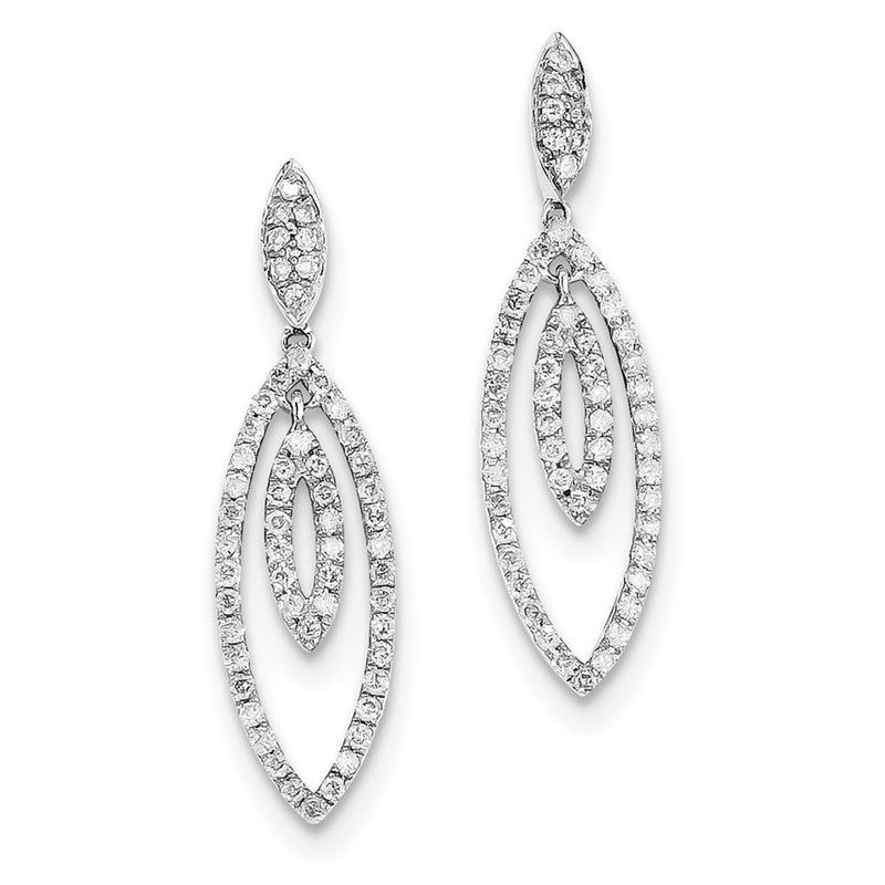 14k White Gold Real Diamond Post Earrings