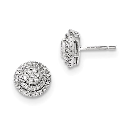 14k Yellow Gold Mystere White Gold Real Diamond Post Earrings