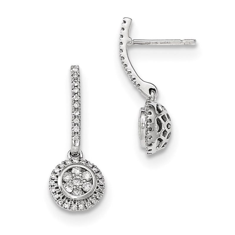 14k Yellow Gold Mystere White Gold Real Diamond Post Dangle Earrings