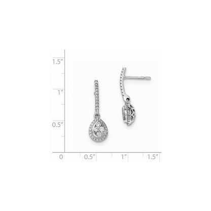 14k Yellow Gold Mystere White Gold Real Diamond Post Teardrop Earrings