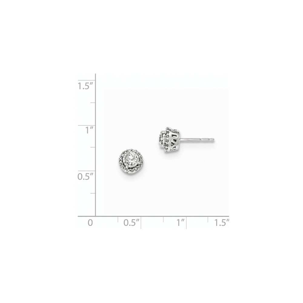 14kt White Gold Polished Round Real Diamond Post Earrings