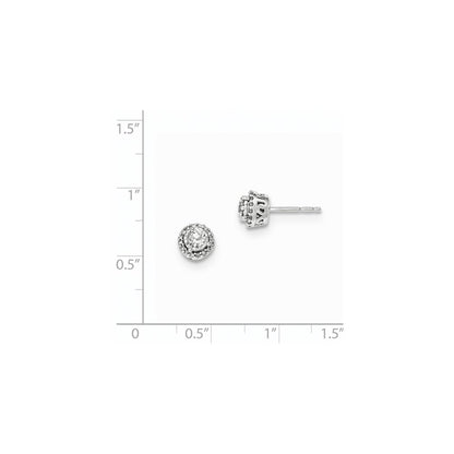 14kt White Gold Polished Round Real Diamond Post Earrings