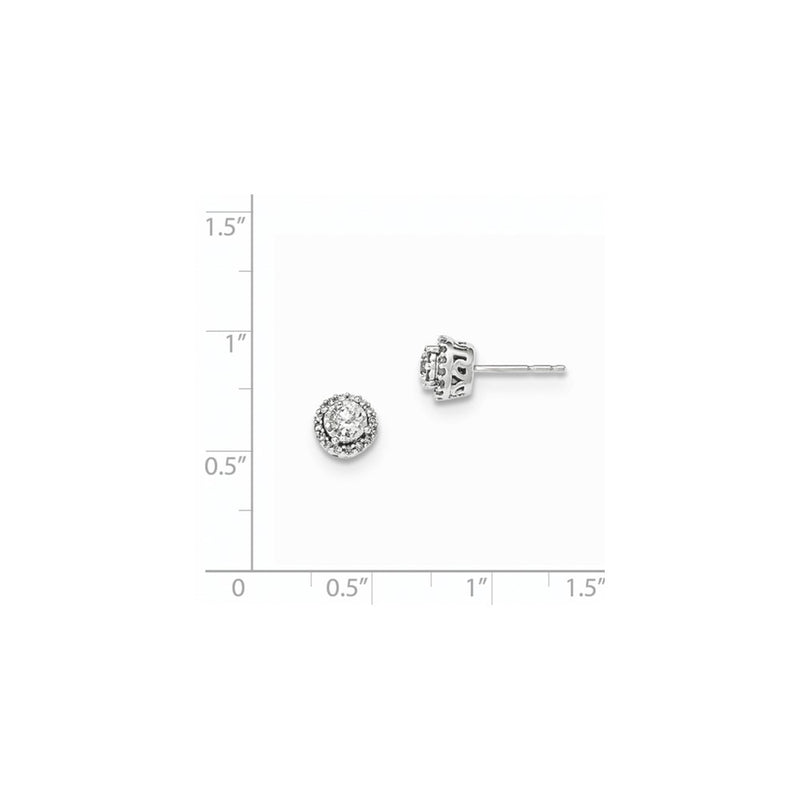 14kt White Gold Polished Round Real Diamond Post Earrings