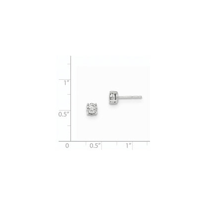 14kt White Gold Polished Real Diamond Post Earrings