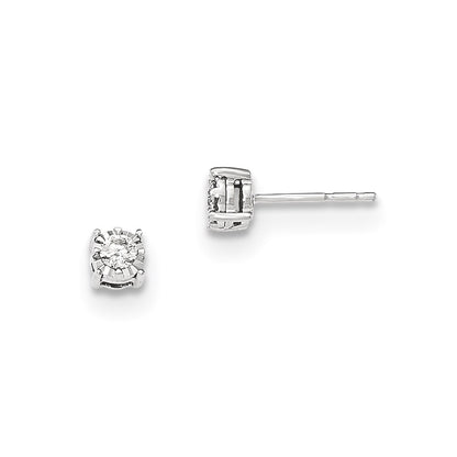 14kt White Gold Polished Real Diamond Post Earrings