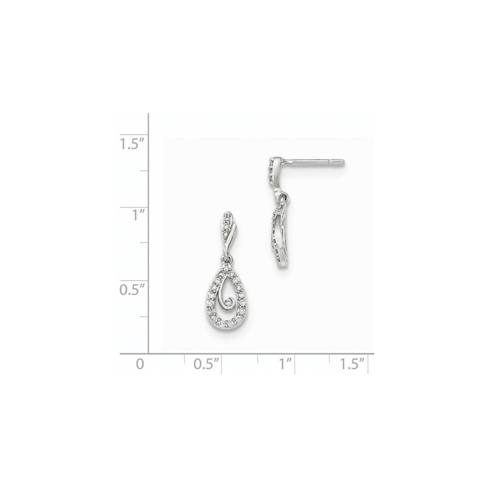 14K White Gold Polished Real Diamond Post Earrings