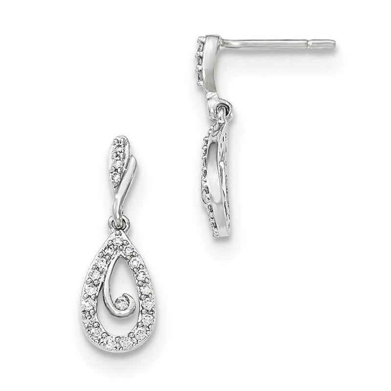 14K White Gold Polished Real Diamond Post Earrings