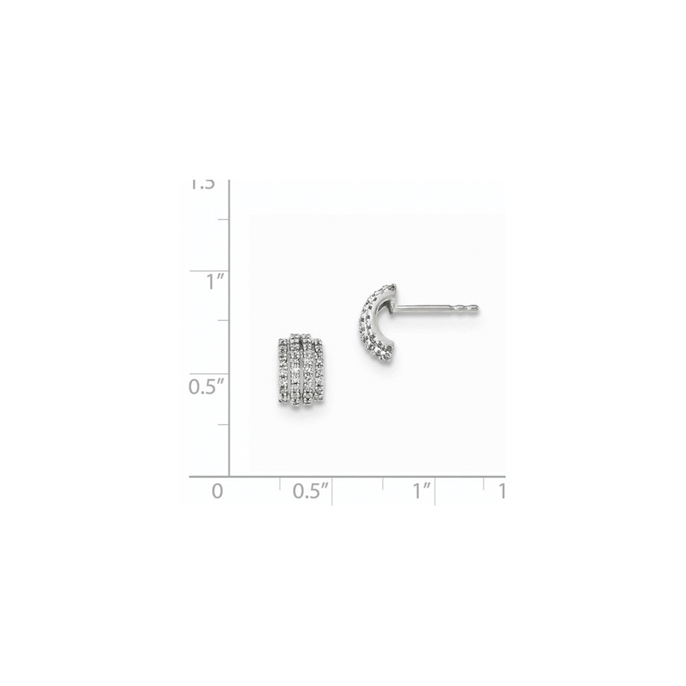 14K White Gold Real Diamond Polished Post Earrings
