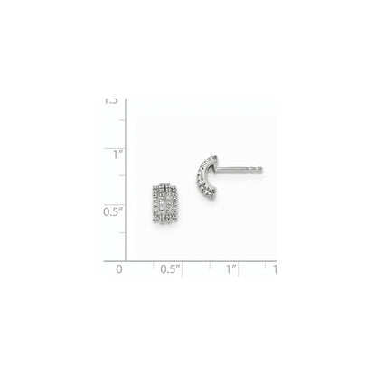 14K White Gold Real Diamond Polished Post Earrings