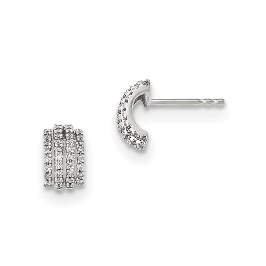 14K White Gold Real Diamond Polished Post Earrings