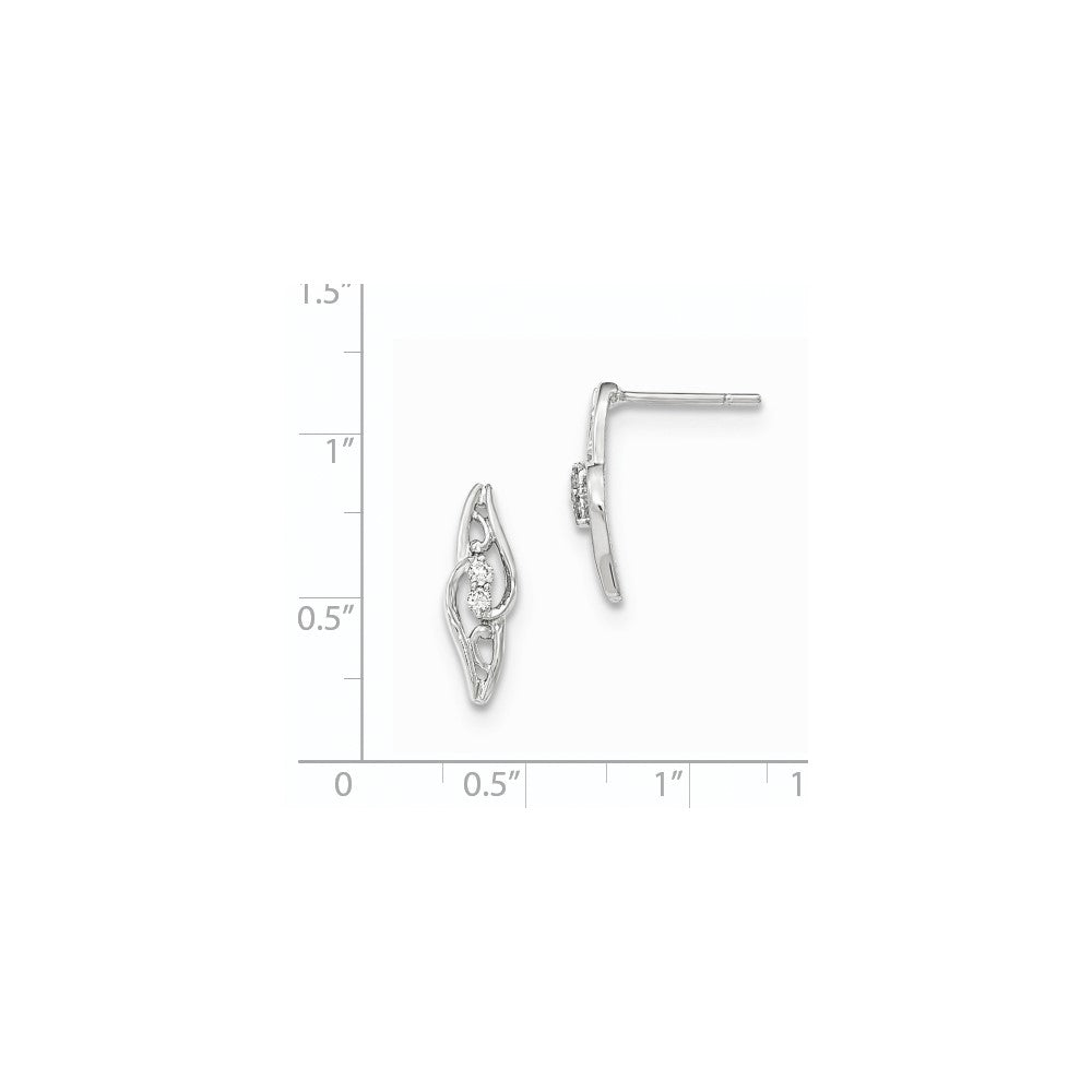 14k White Gold Polished Real Diamond Post Earrings