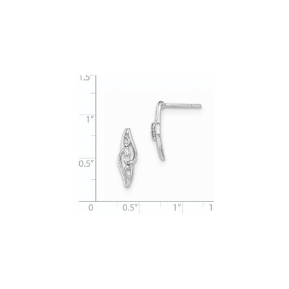 14k White Gold Polished Real Diamond Post Earrings