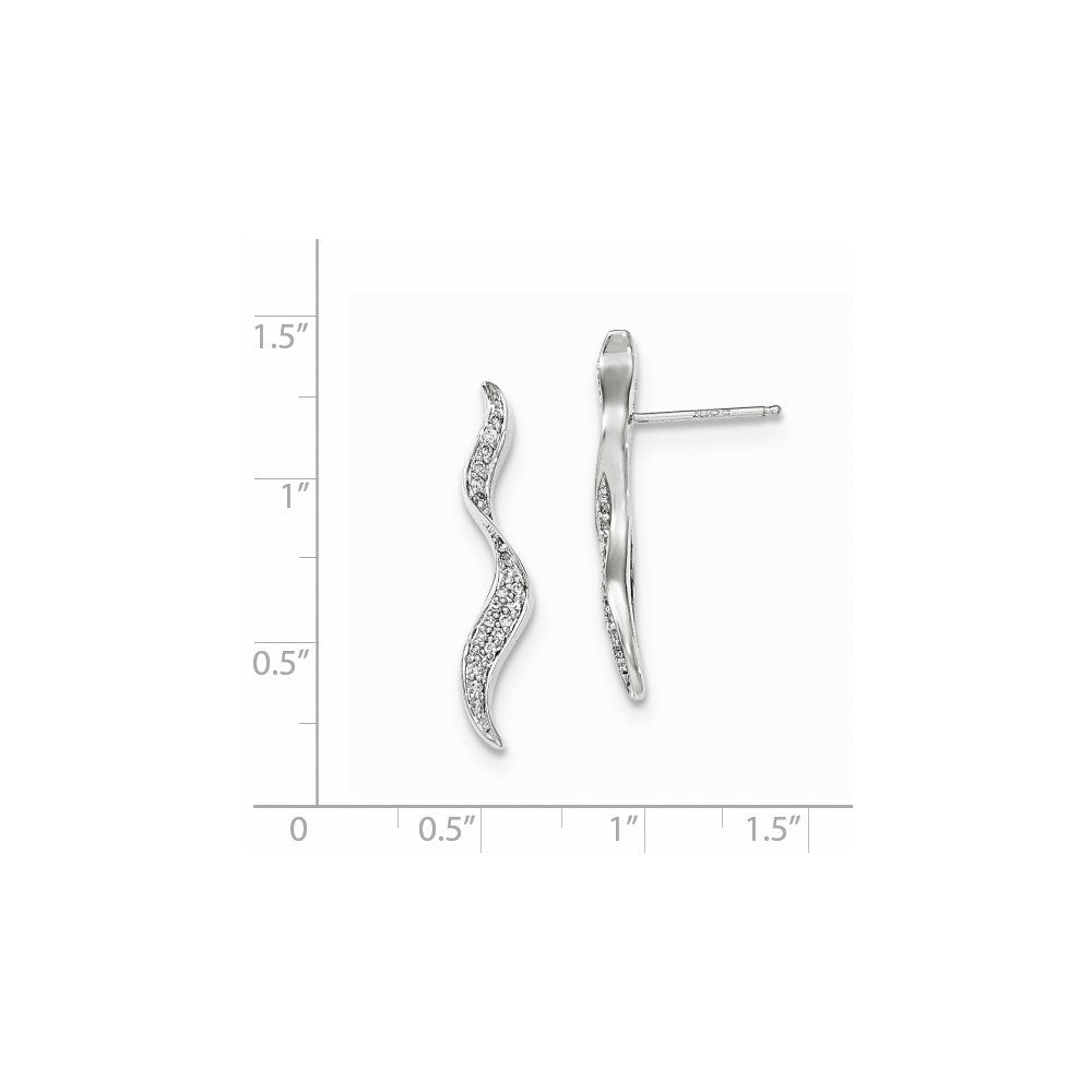 14k White Gold Real Diamond Post Earrings