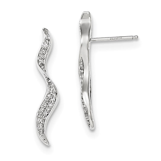 14k White Gold Real Diamond Post Earrings