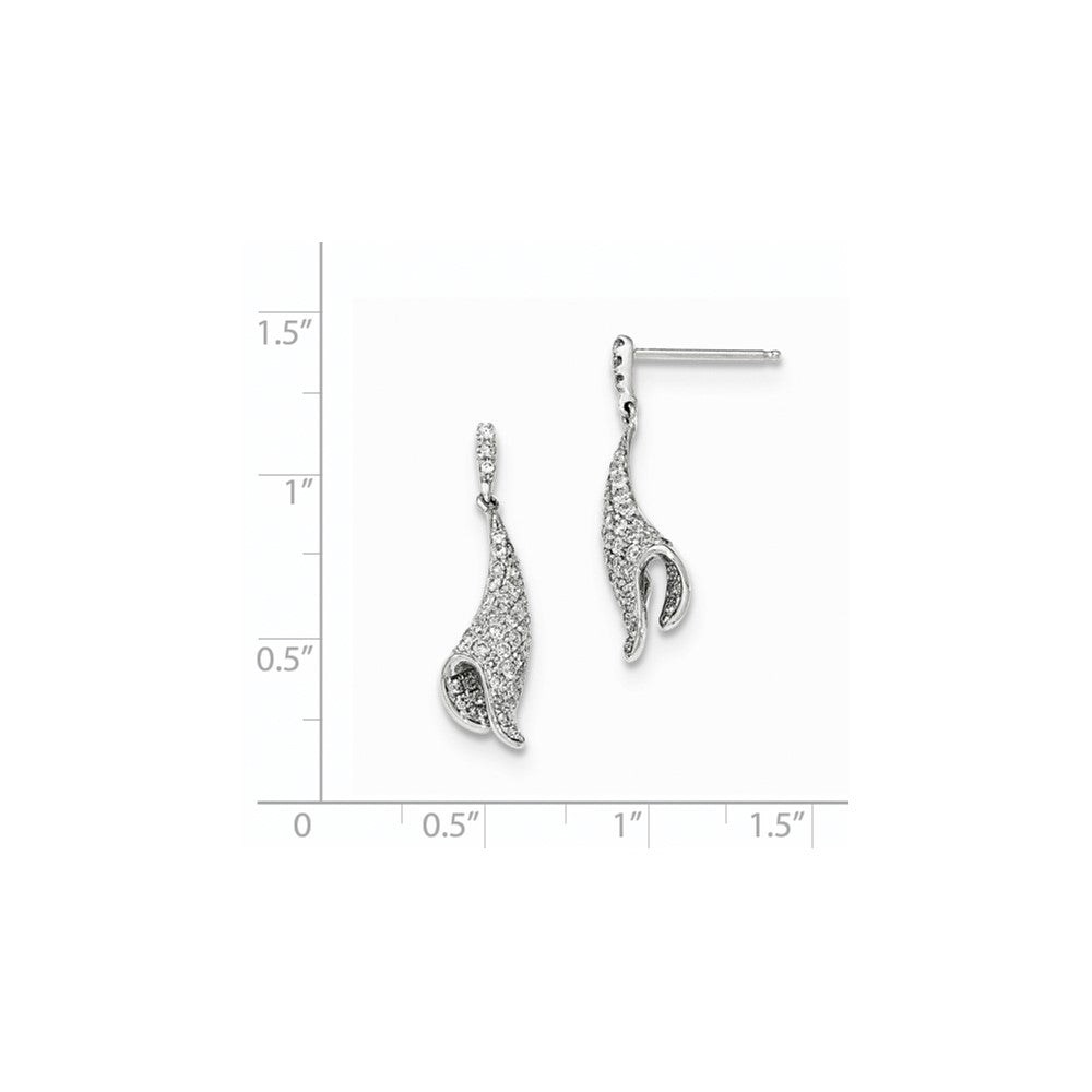 14k White Gold Real Diamond PavÃ¢â‚¬Å¡ Post Dangle Earrings