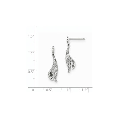 14k White Gold Real Diamond PavÃ¢â‚¬Å¡ Post Dangle Earrings