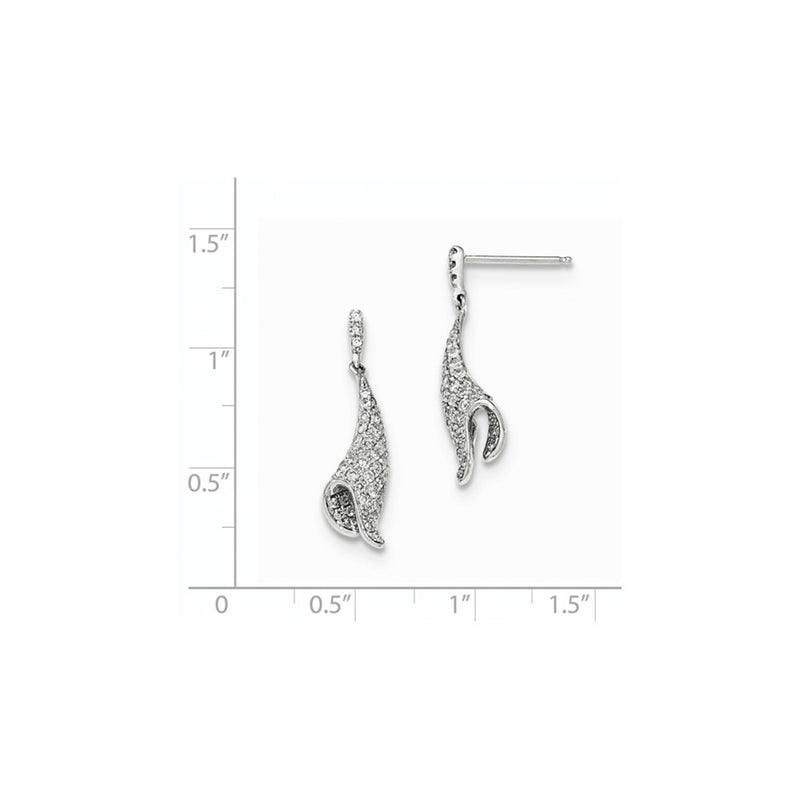14k White Gold Real Diamond PavÃ¢â‚¬Å¡ Post Dangle Earrings