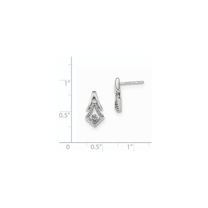 14kt White Gold Polished Real Diamond Post Earrings